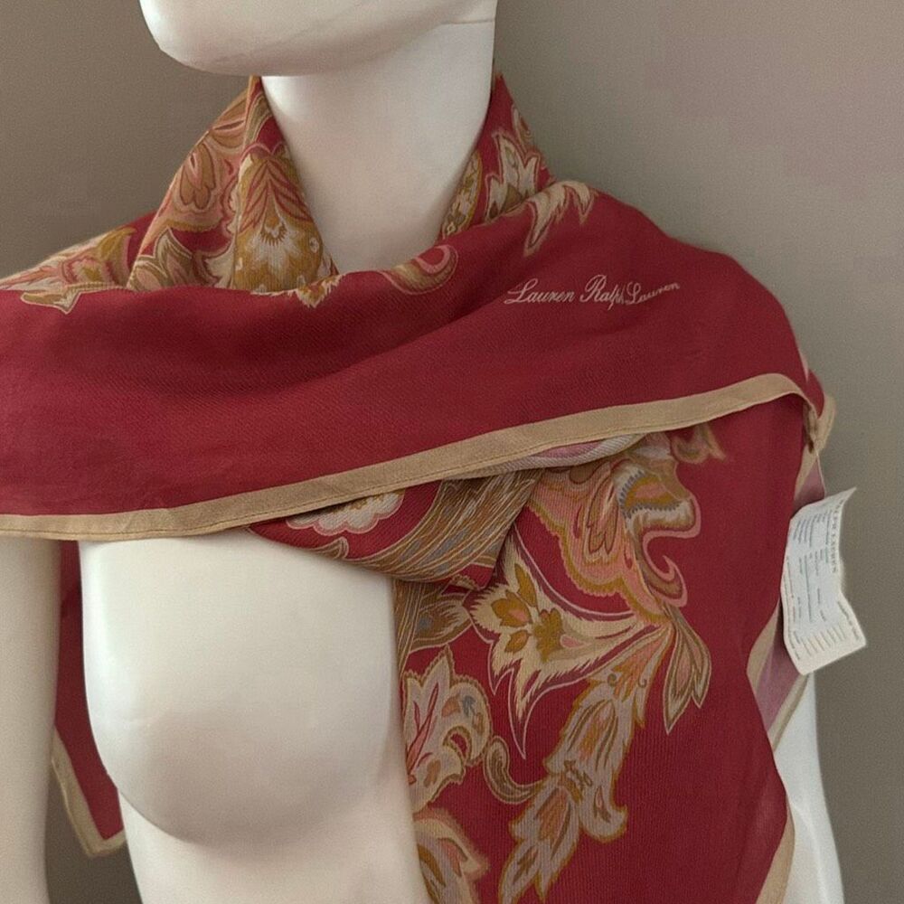 Lauren Ralph Lauren Silk Blend Scarf 36” Square Gold